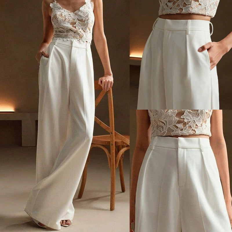 Women’s High Waist Wide-Leg Pants with Pockets