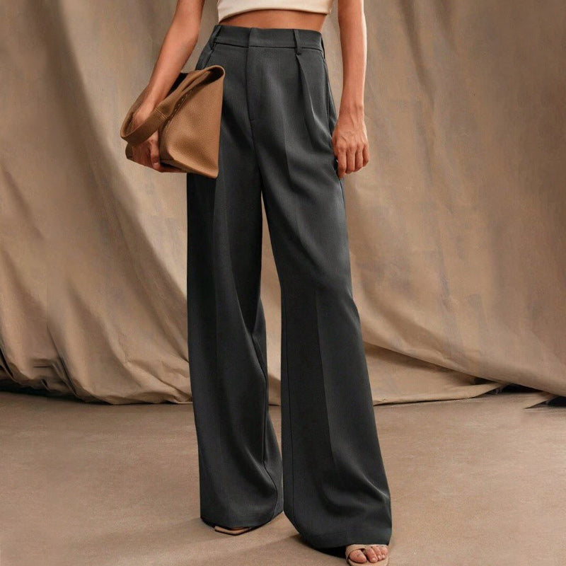 Women’s High Waist Wide-Leg Pants with Pockets