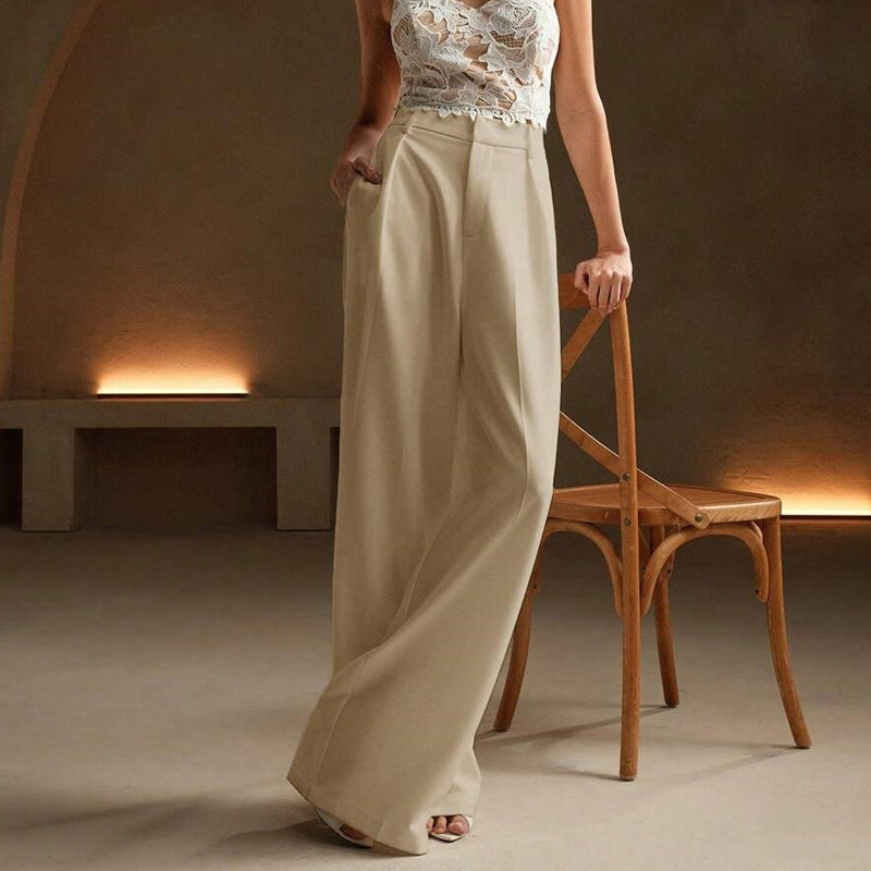 Women’s High Waist Wide-Leg Pants with Pockets