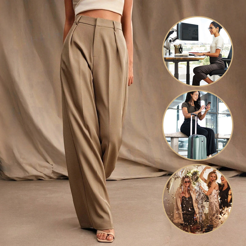 Women’s High Waist Wide-Leg Pants with Pockets