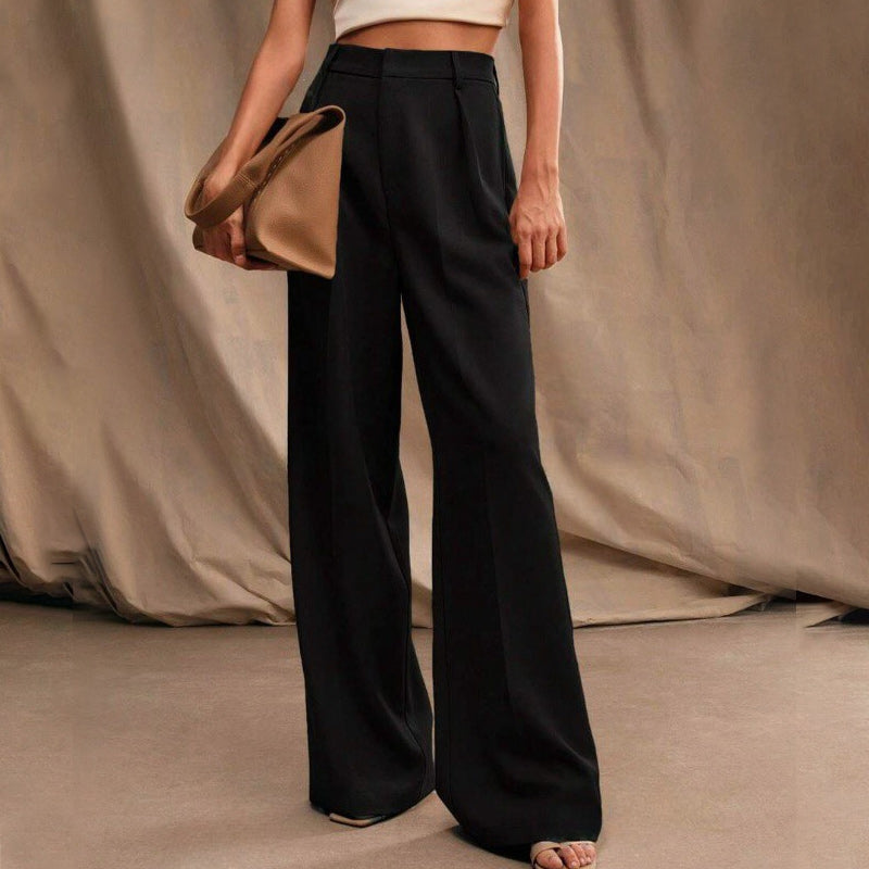 Women’s High Waist Wide-Leg Pants with Pockets