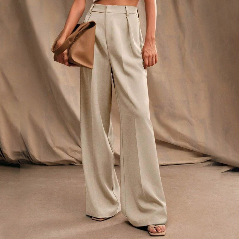 Women’s High Waist Wide-Leg Pants with Pockets