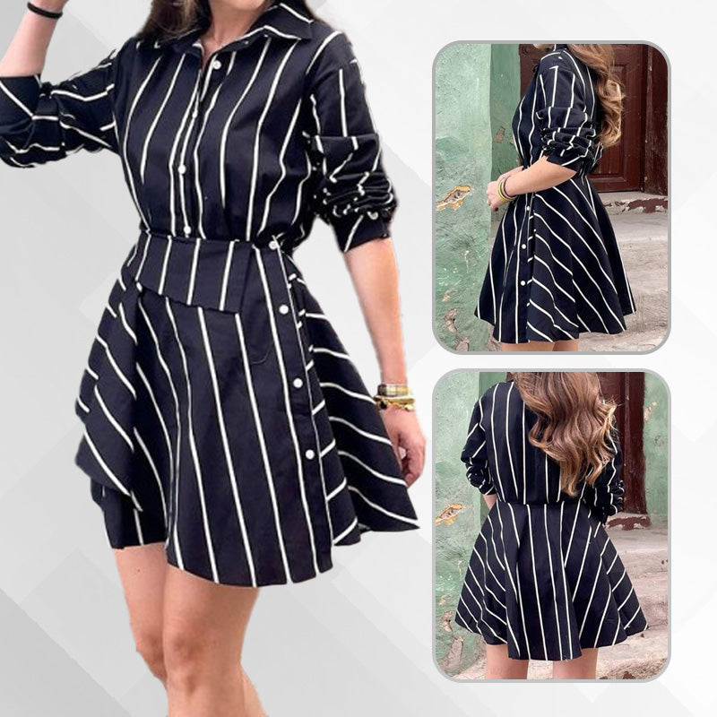 🔥NEW ARRIVAL LIMITED TIME OFFER🔥Women’s Long Shirt with Asymmetrical Wrap Overlay Skirt