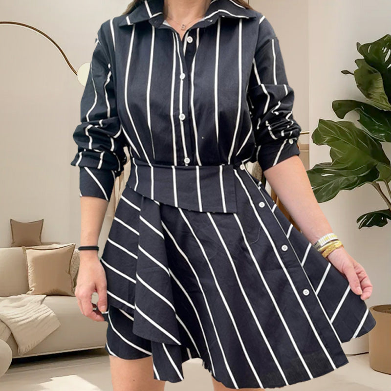 🔥NEW ARRIVAL LIMITED TIME OFFER🔥Women’s Long Shirt with Asymmetrical Wrap Overlay Skirt