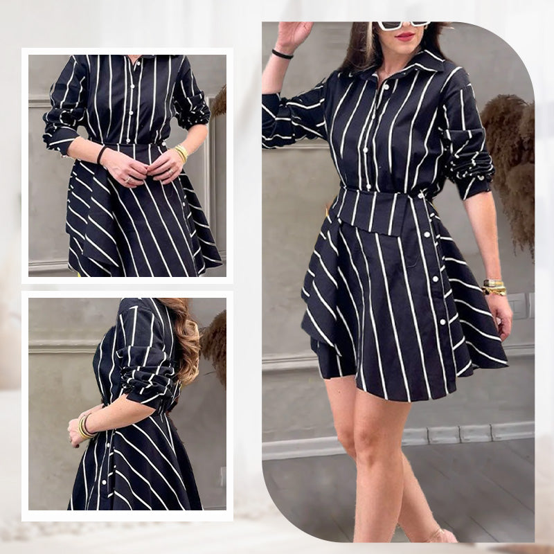 🔥NEW ARRIVAL LIMITED TIME OFFER🔥Women’s Long Shirt with Asymmetrical Wrap Overlay Skirt