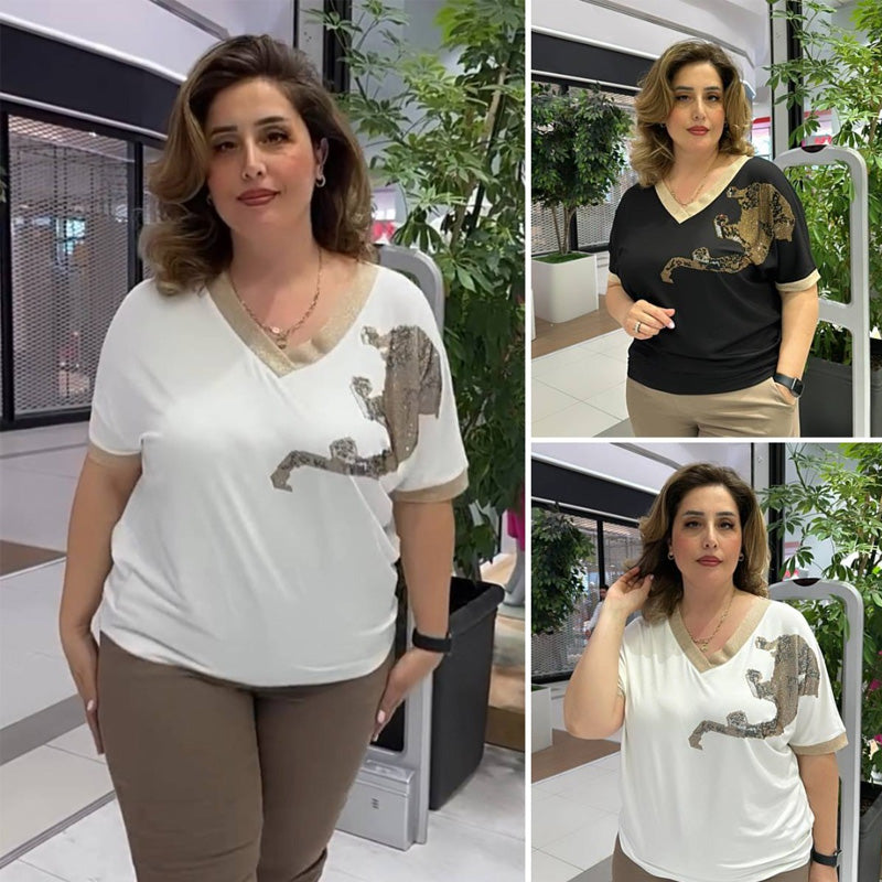 Women's Casual Elegant Printed V-Neck Top