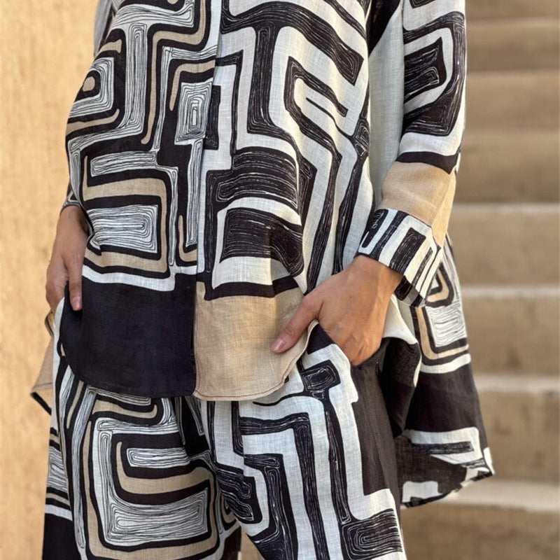 Women’s Trendy Geometric Print Top & Pants Two-Piece Set