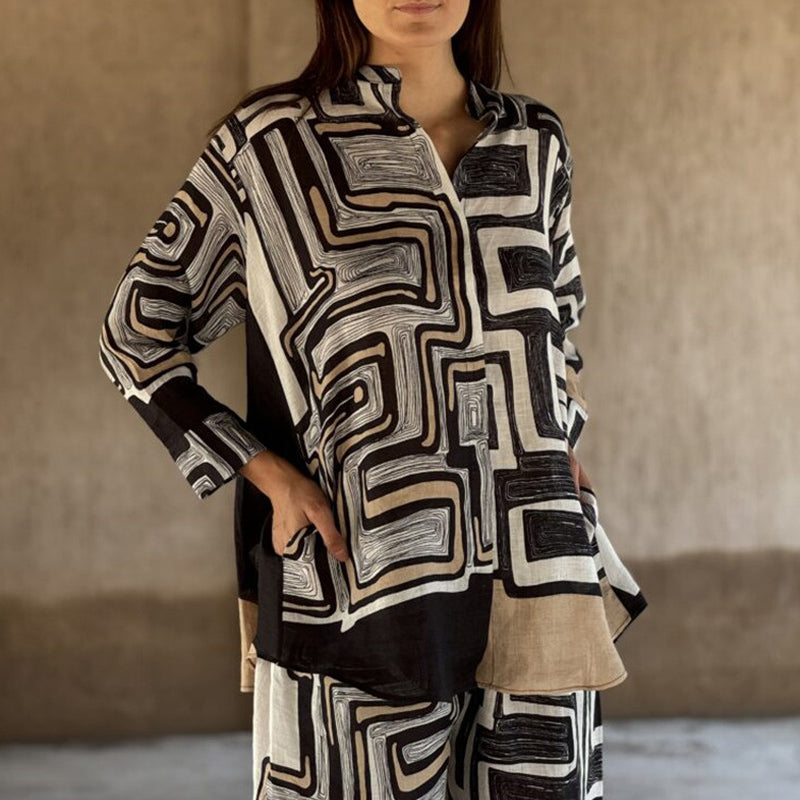 Women’s Trendy Geometric Print Top & Pants Two-Piece Set