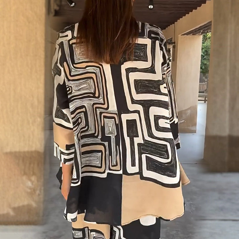 Women’s Trendy Geometric Print Top & Pants Two-Piece Set