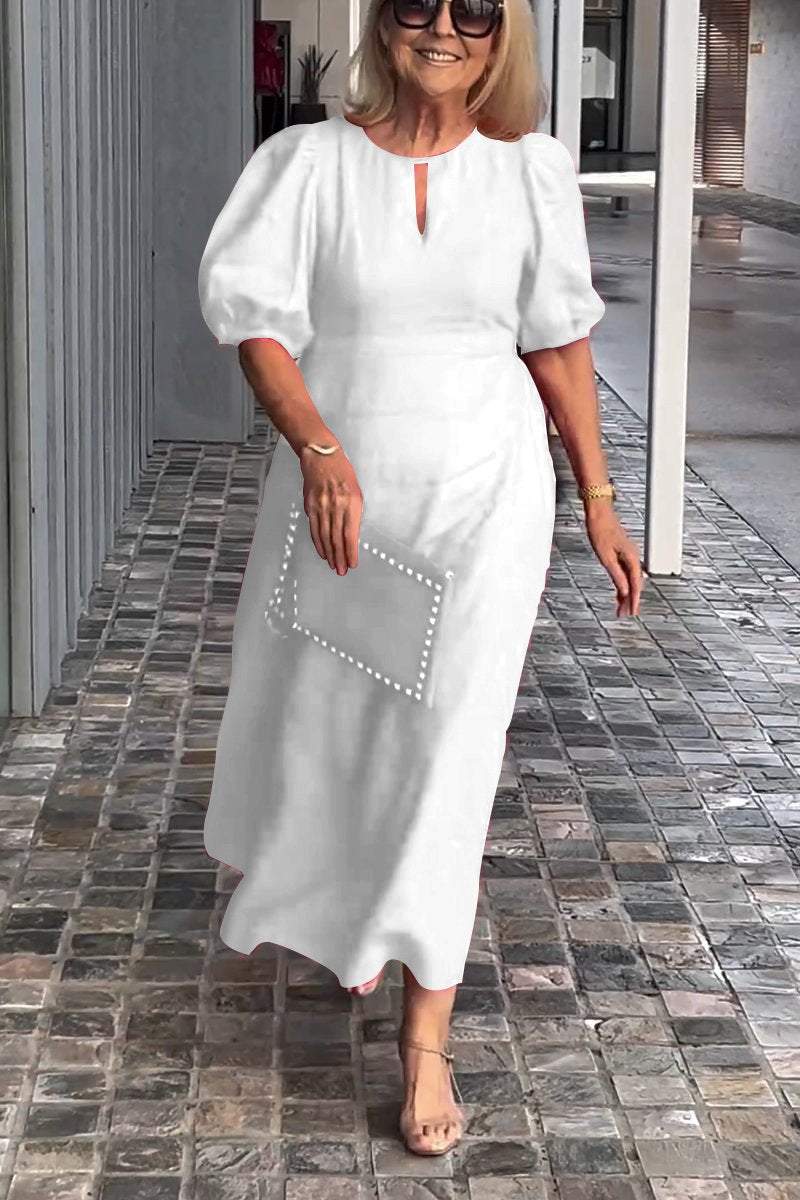 Solid Color Cotton And Linen Dress