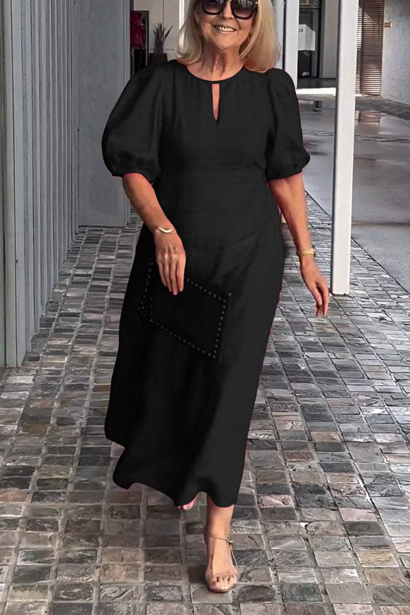 Solid Color Cotton And Linen Dress