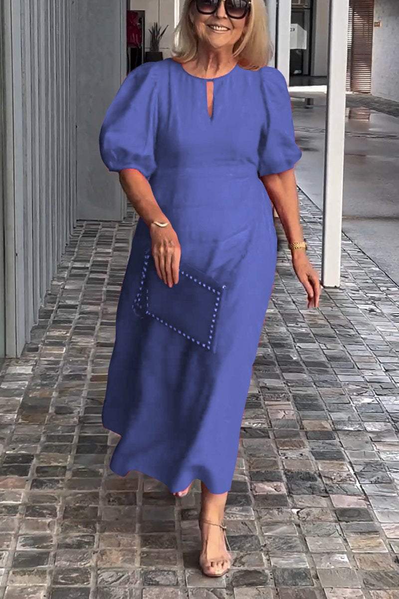 Solid Color Cotton And Linen Dress