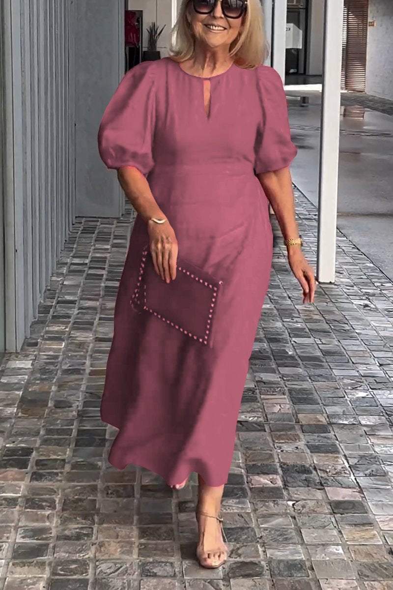 Solid Color Cotton And Linen Dress