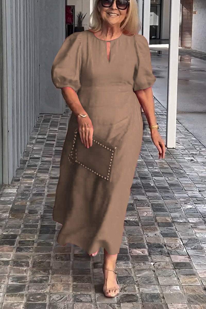 Solid Color Cotton And Linen Dress