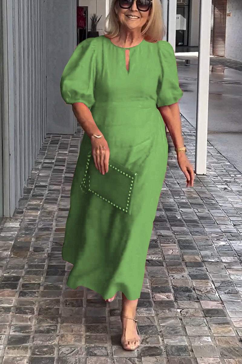 Solid Color Cotton And Linen Dress