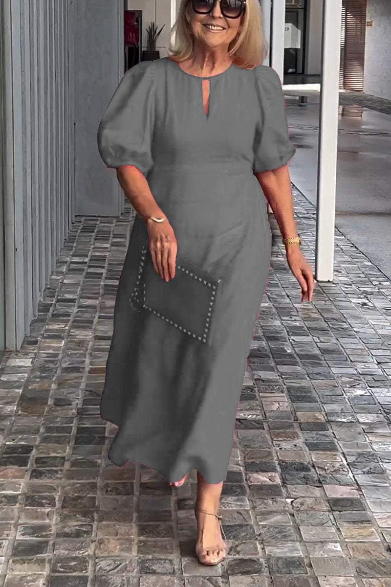 Solid Color Cotton And Linen Dress