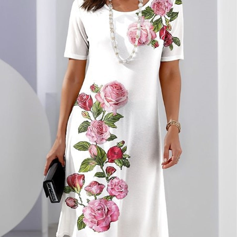 ⏳ Limited time 50% off! 💥Rose Bloom Short Sleeve Dress(The more you buy, the higher the discount)