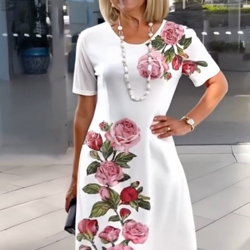 ⏳ Limited time 50% off! 💥Rose Bloom Short Sleeve Dress(The more you buy, the higher the discount)