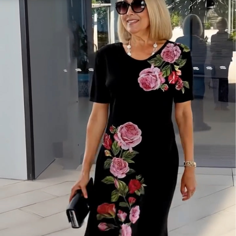 ⏳ Limited time 50% off! 💥Rose Bloom Short Sleeve Dress(The more you buy, the higher the discount)
