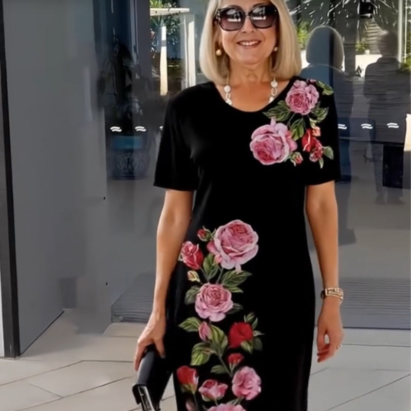 ⏳ Limited time 50% off! 💥Rose Bloom Short Sleeve Dress(The more you buy, the higher the discount)
