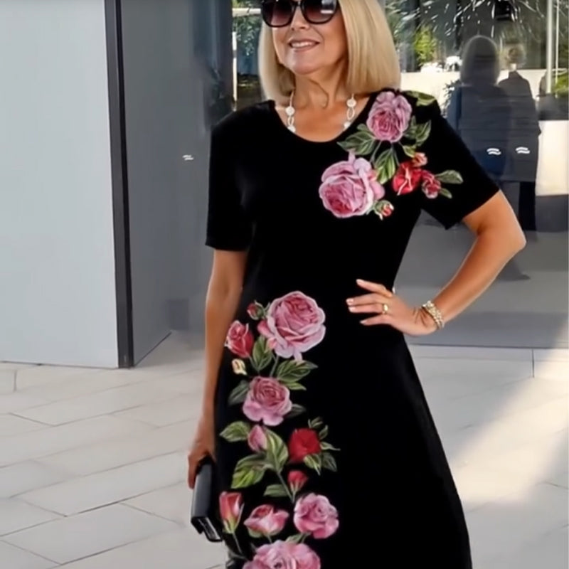 ⏳ Limited time 50% off! 💥Rose Bloom Short Sleeve Dress(The more you buy, the higher the discount)