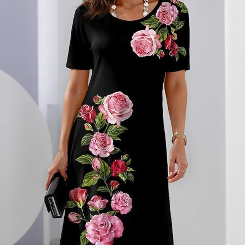 ⏳ Limited time 50% off! 💥Rose Bloom Short Sleeve Dress(The more you buy, the higher the discount)
