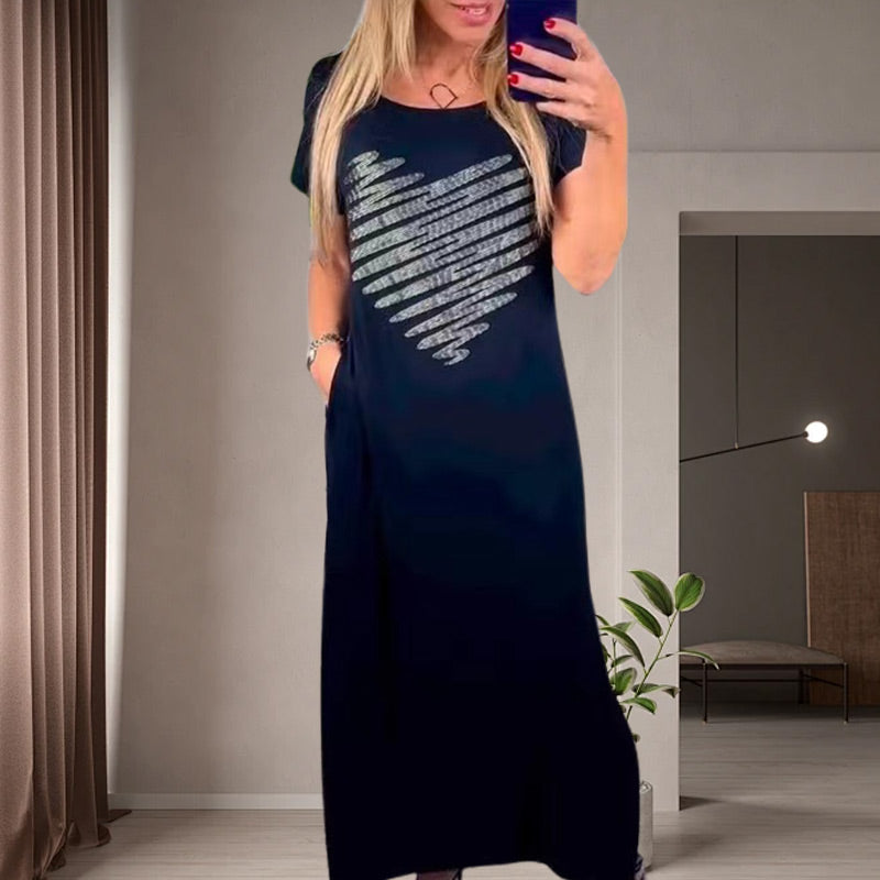 Long T-Shirt Dress with Side Slits