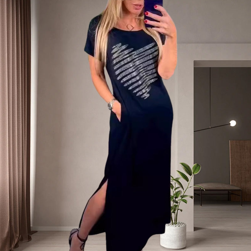 Long T-Shirt Dress with Side Slits