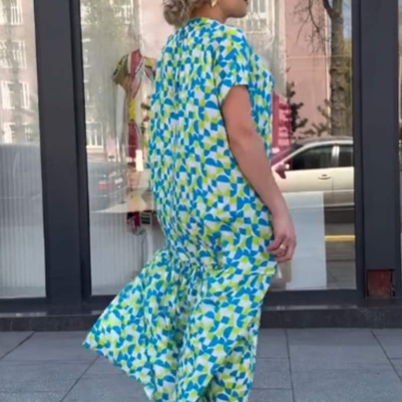 Women’s Loose Fit Geo Print Shirt Dress