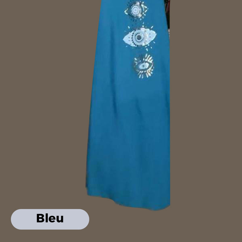 Women's Sleeveless Long Dress with Eye Print