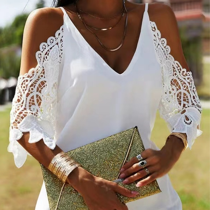 Women’s Trendy Casual Cold Shoulder V-Neck Top