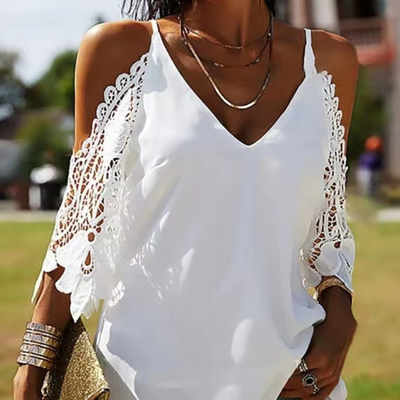 Women’s Trendy Casual Cold Shoulder V-Neck Top