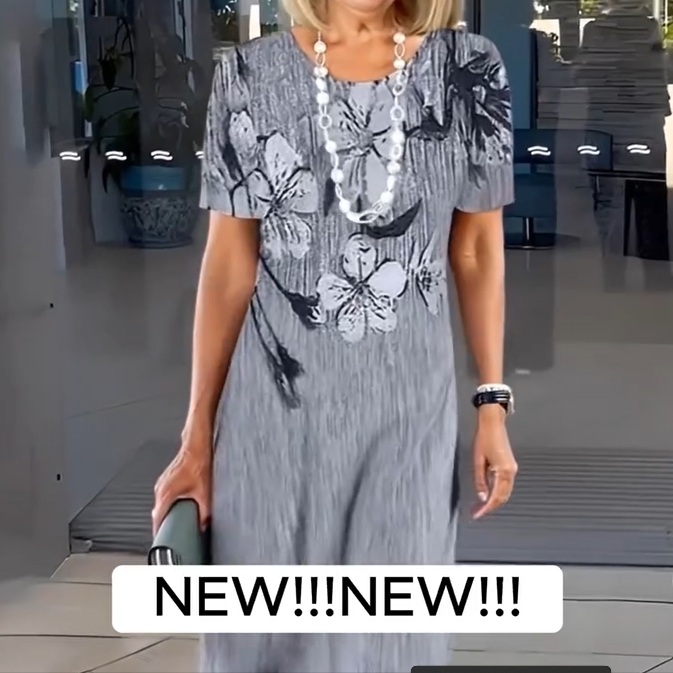 Women's Casual Printed Round Neck Dress
