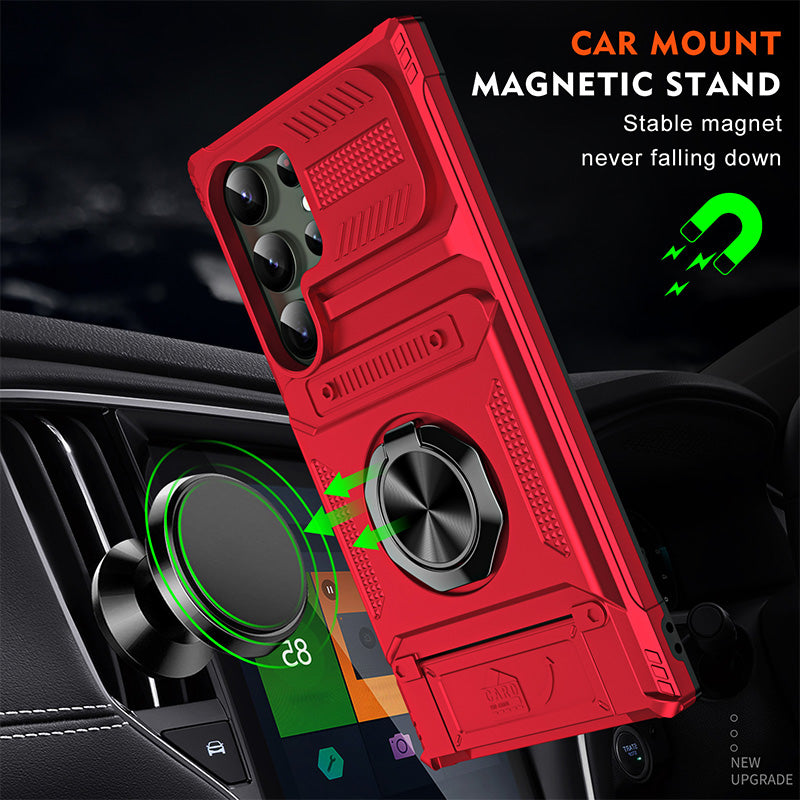 Samsung Phone Case with Card Holder & Magnetic Ring Stand