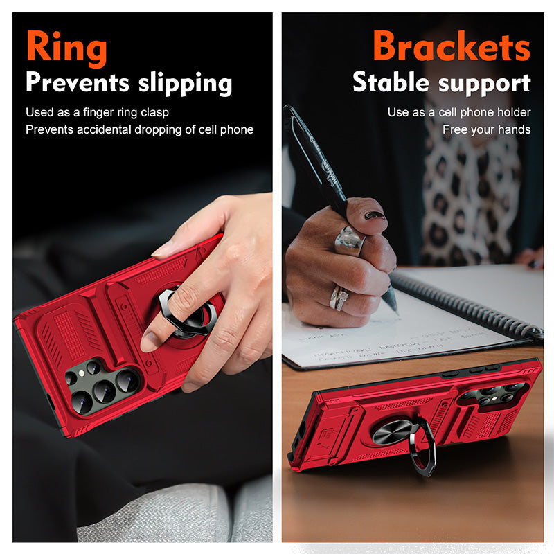Samsung Phone Case with Card Holder & Magnetic Ring Stand