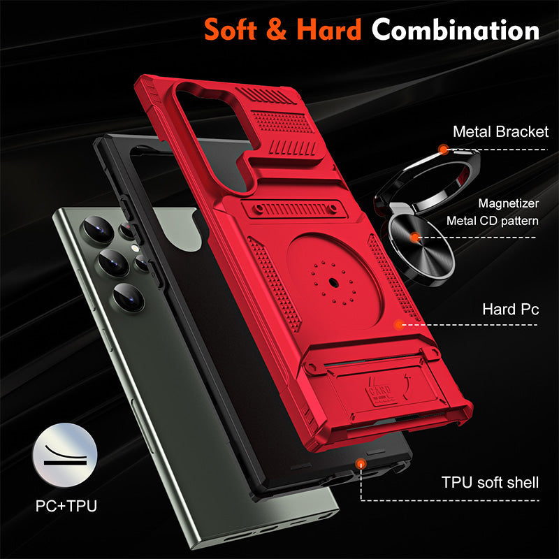 Samsung Phone Case with Card Holder & Magnetic Ring Stand