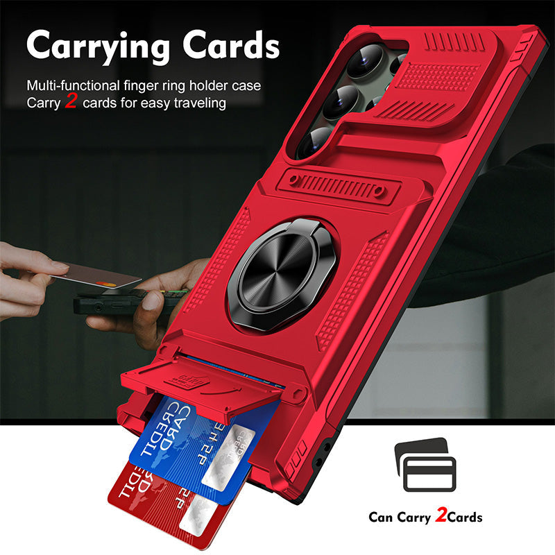 Samsung Phone Case with Card Holder & Magnetic Ring Stand