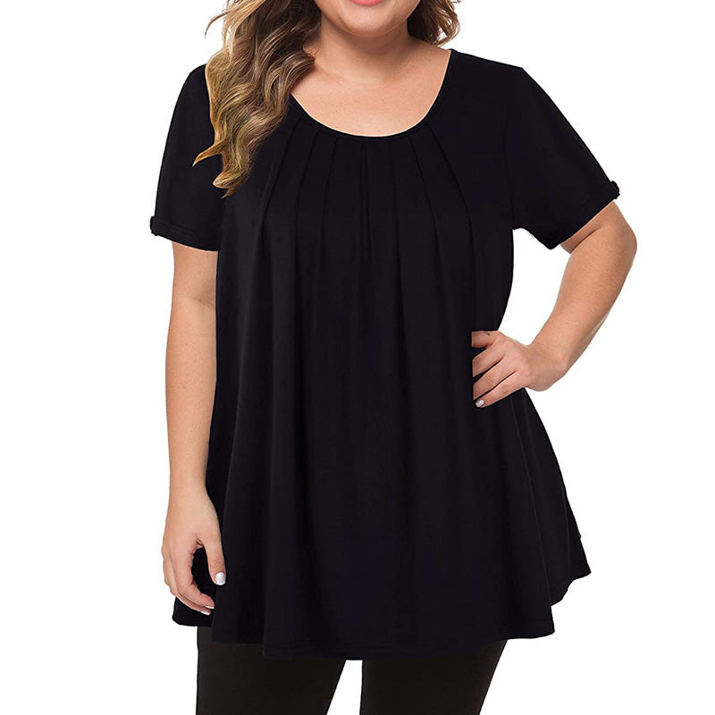Women's Casual Plus Size Short Sleeve Flowy Blouse