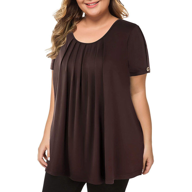 Women's Casual Plus Size Short Sleeve Flowy Blouse