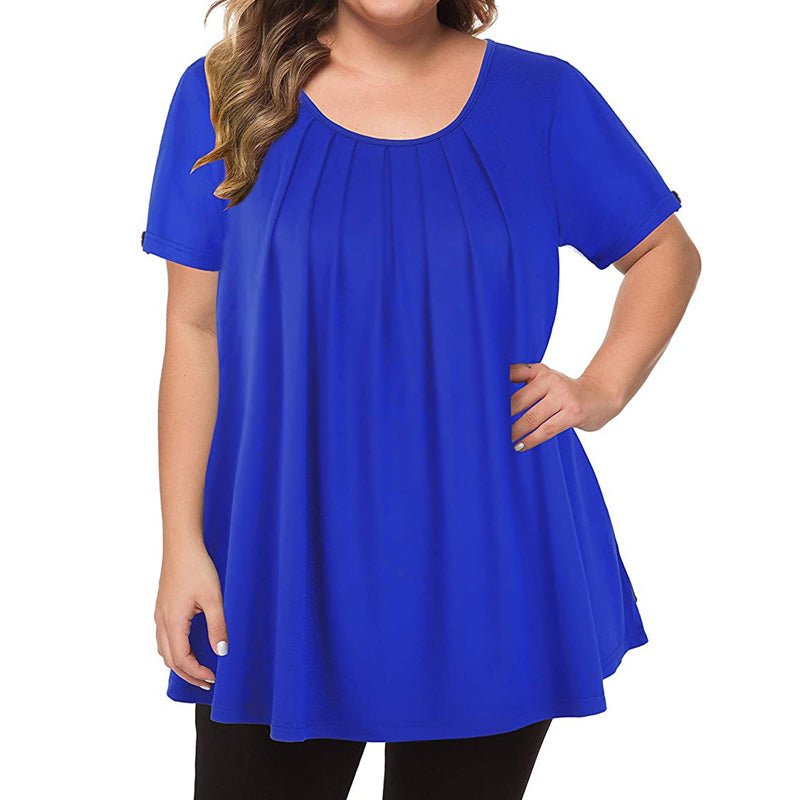 Women's Casual Plus Size Short Sleeve Flowy Blouse