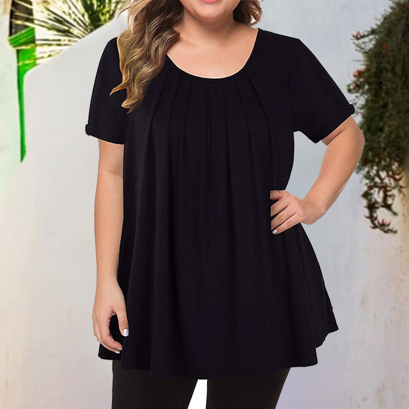 Women's Casual Plus Size Short Sleeve Flowy Blouse