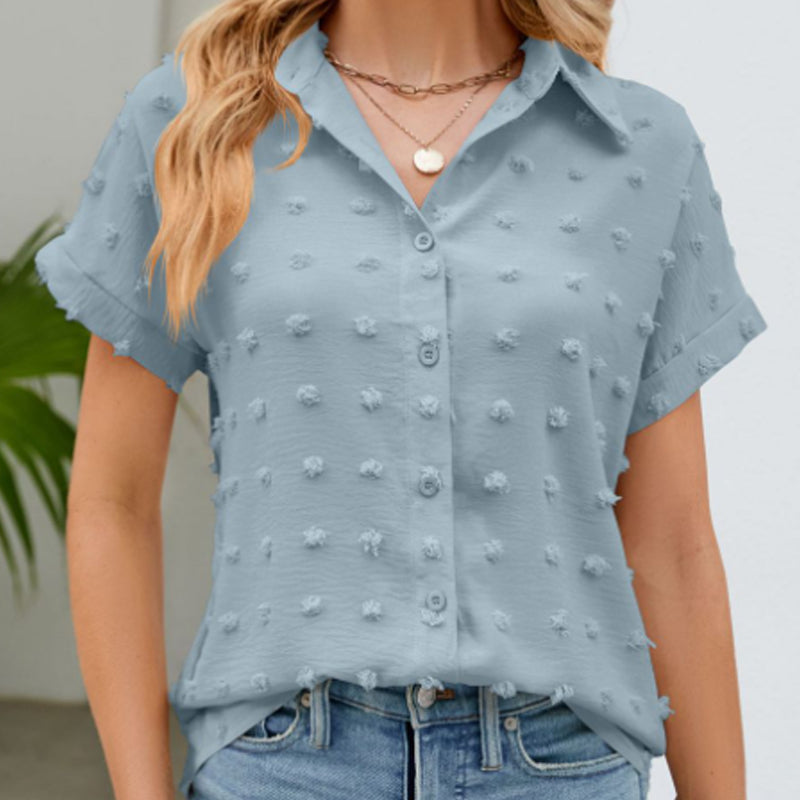 Women's Casual Short Sleeve Button Down Shirt