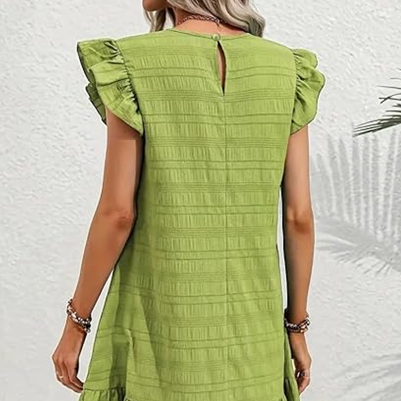 š„Hot Saleā¤ļø Women's Ruffle Hem Sleeveless Round Neck Dress