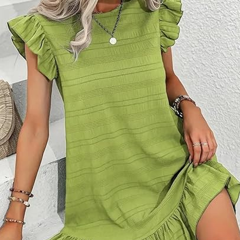 š„Hot Saleā¤ļø Women's Ruffle Hem Sleeveless Round Neck Dress