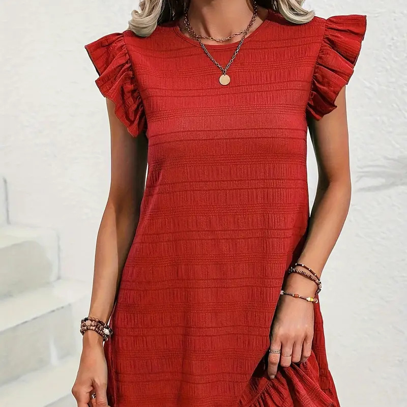 š„Hot Saleā¤ļø Women's Ruffle Hem Sleeveless Round Neck Dress