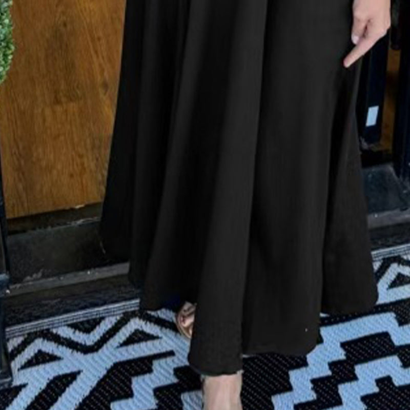 Loose-Fit Short-Sleeve Maxi Dress with Flared Hem