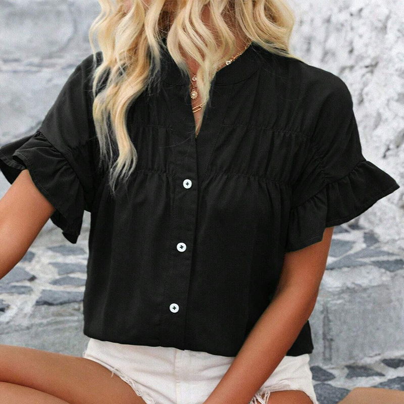 Women's Casual Ruffle Short Sleeve Top