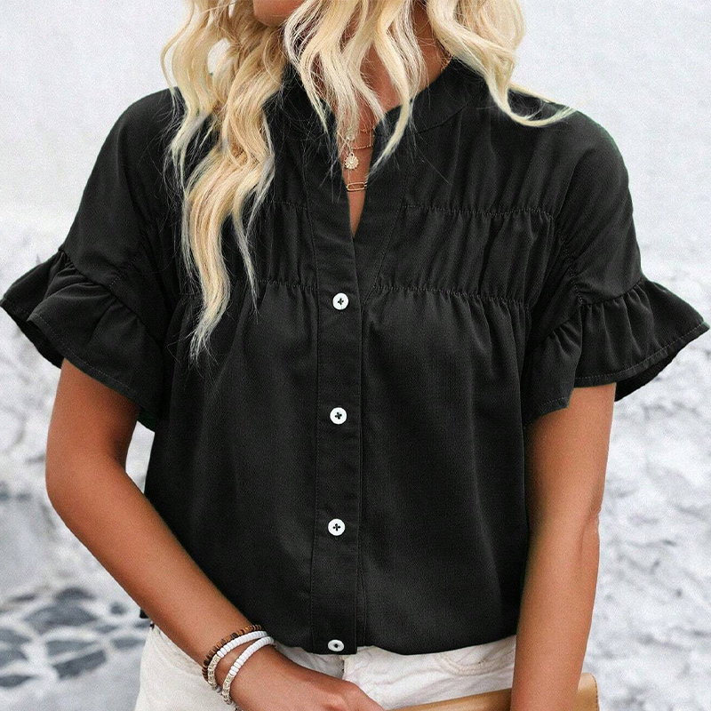 Women's Casual Ruffle Short Sleeve Top