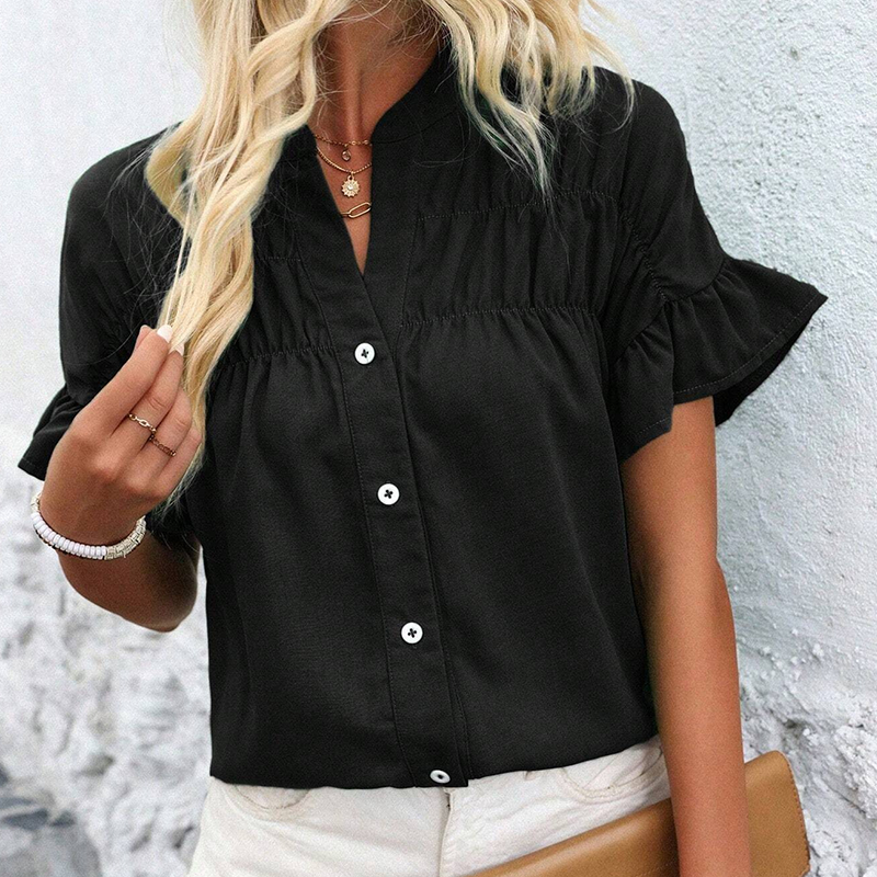 Women's Casual Ruffle Short Sleeve Top