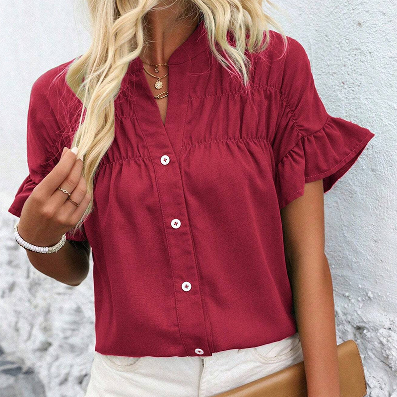 Women's Casual Ruffle Short Sleeve Top